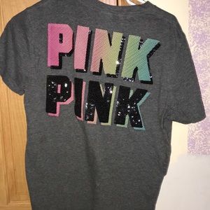 PINK grey tee